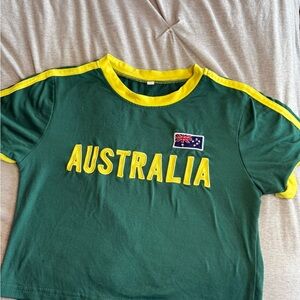 Green and Yellow Crop Top with Australia Emblem